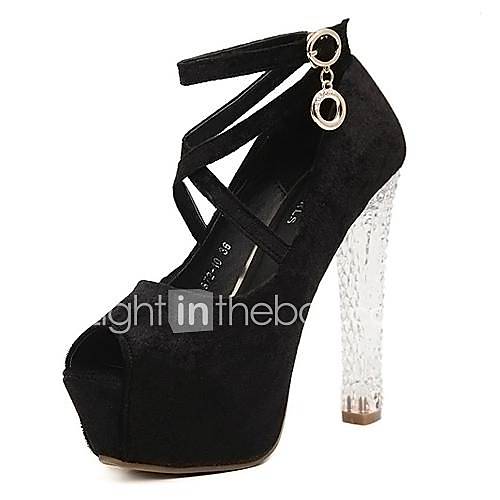 Flocking Womens Shoes Wedding Platform Pumps Heels with Buckle Shoes