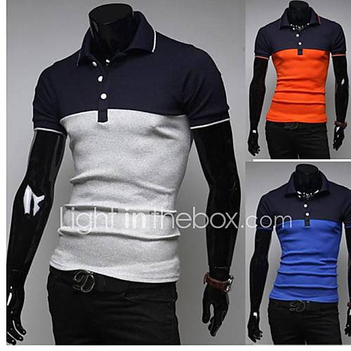 Mens Long Sleeve Fashion Casual Polo T Shirt E