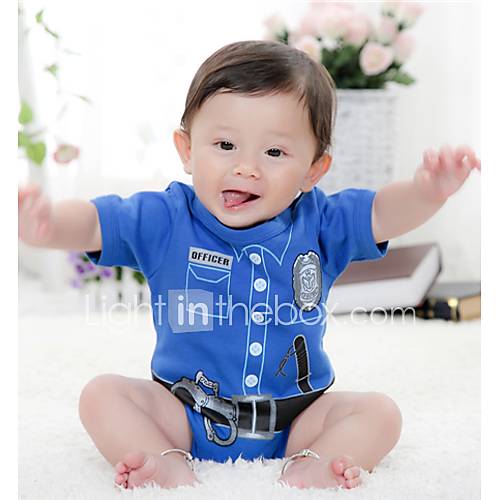 Doomagic Kids Cool Police Style Baby Romper(Blue)