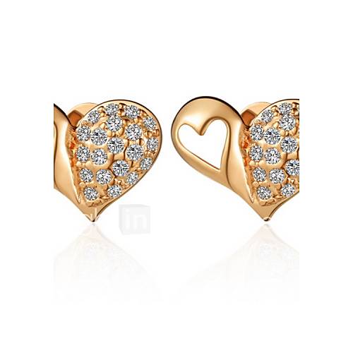 Sweet Gold Or Silver Plated With Cubic Zirconia Heart shape Womens Earrings(More Colors)