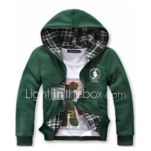 Mens Both Sides To Wear Hoodie Plaids Coat