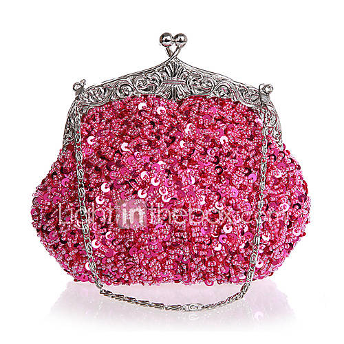 BPRX New WomenS Exquisite Shape Paillette Evening Bag (Rose Red)