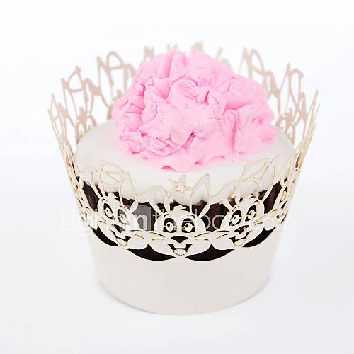 12pcs Silicone White Rabbit Cupcake Wrapper, Laser Cut, Party/Wedding/Birthday Favor Decoration