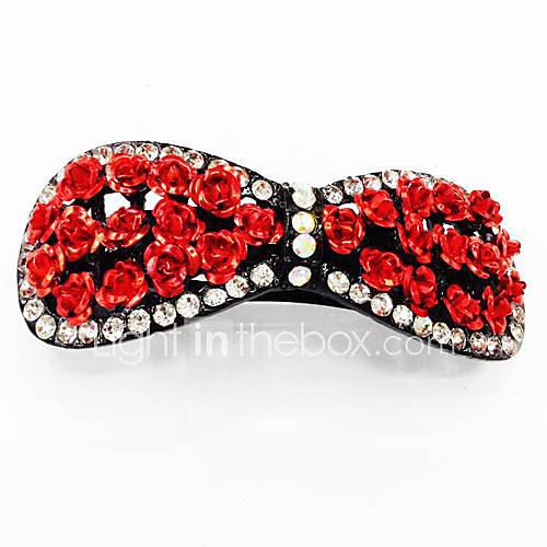 Fashion White Bling Shinning Diamond Red Flower Bow knot for Women Hairpin Jewelry Accessories