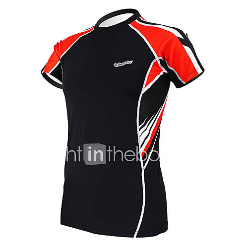 KOOPLUS Mens Passionate Red Black Fitness Elastic Skinny Quick dry Short Sleeve Cycling T shirt