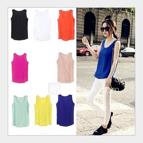 Womens Multicolor Sleeveless Chiffon Vest