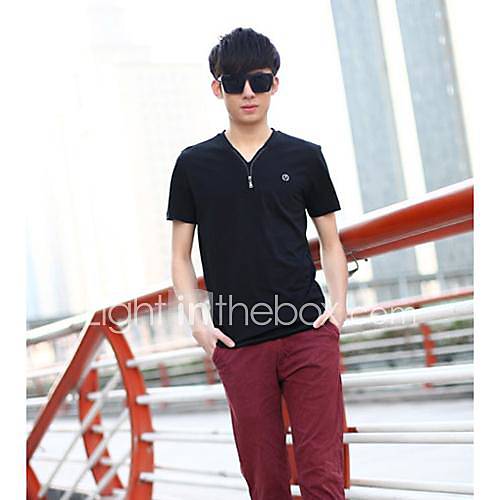 Mens New V Neck Slim Short Sleeve Leisure Top