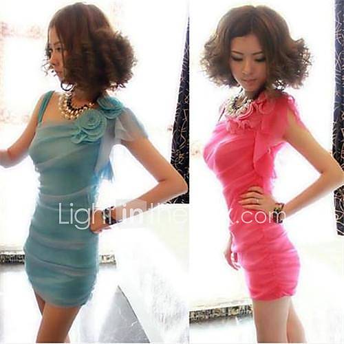 Womens New Fashion One Shoulder Sexy Slim Hip Plus Size Club Mini Dress