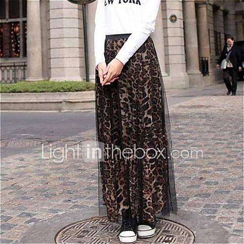 Womens leopard Mesh Maxi Skirt