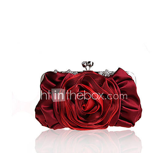 BPRX New WomenS Two Large Flowers Noble Silk Evening Bag (Wine)