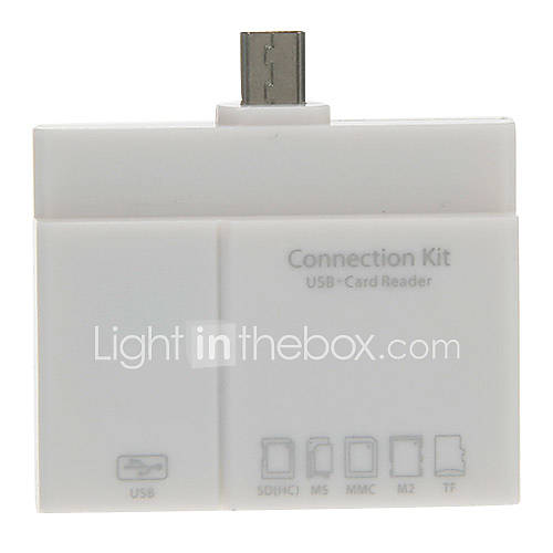 All in 1 Memory Card Reader USB HUB Connection Kit (White)