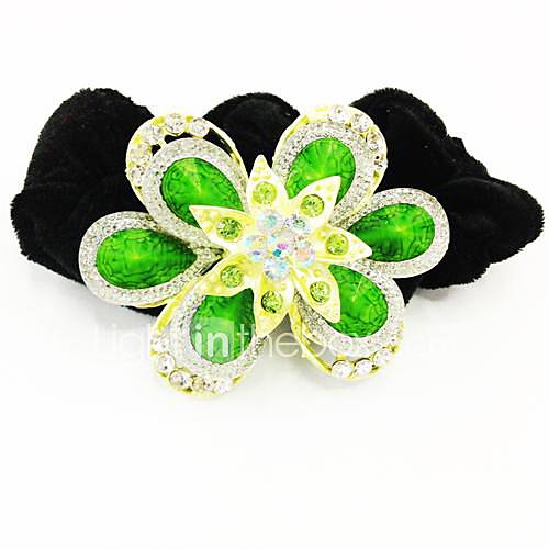 Fashion Bling Shinning Diamond Green Flower for Women Hairpin Headband Jewelry Accessories