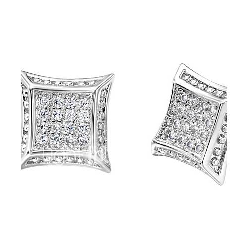 European Gold Or Silver Plated With Cubic Zirconia Stereoscopic Womens Earrings(More Colors)