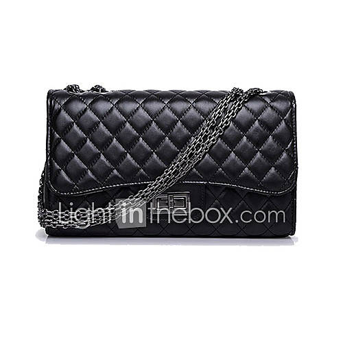 POLO Womens Classic Quilted Chain Solid Color Bag(Black)