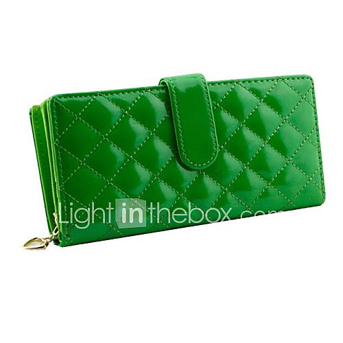 Ms. Patent Leather Long Section Fold Wallet(Lining Color Randoms)