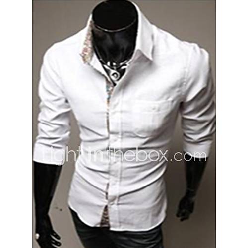 Mens Fashion Print Contrast Color Linen Shirts