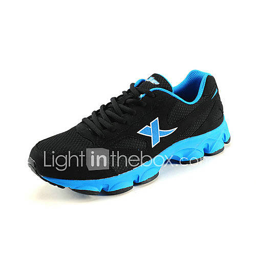 Xtep Mens Black Comfort Suede Mesh Running Shoes