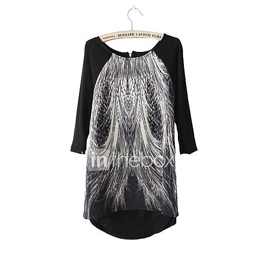 Womens Peacock Tail Printed Casual T shirt