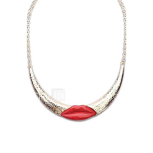 European Style (Lips) Alloy Resin Personality Lady Statement Necklace (Black Red White) (1 pc)