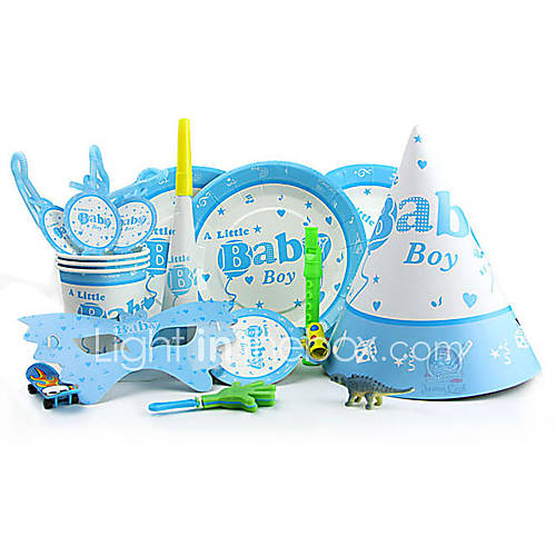 Lovely Boy Party Supplies for Baby Shower   Set of 84 Pieces