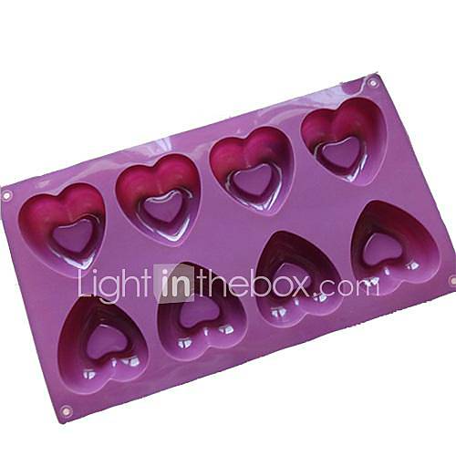 8 Cups Heart Shape Muffin Cake Mould, Silicone Material, Random Color