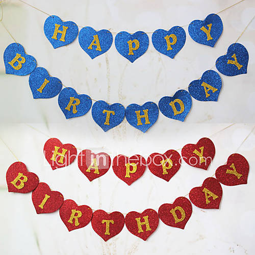 Glisten Sponge Paper Birthday Banner   Set of 13 Pieces (More Colors,2M Rope Included)