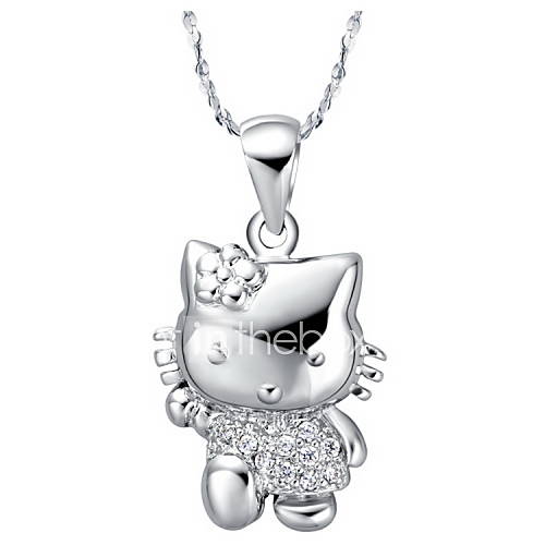 Elegant Cat Shape Silvery Alloy Womens Necklace(1 Pc)