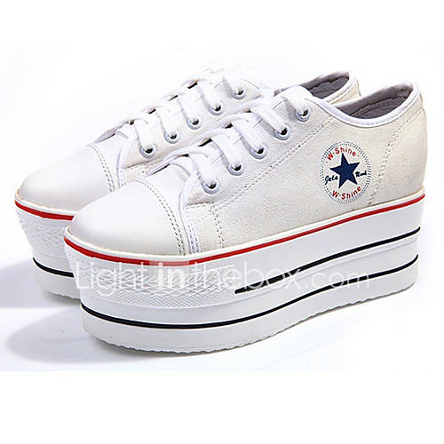 Hushan Womens Leisure Canvas Star Print Shoes(White)