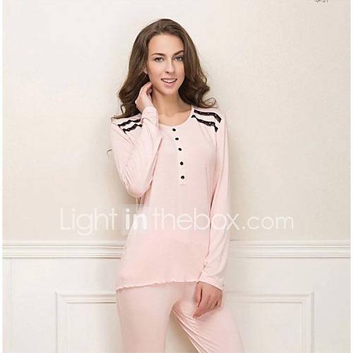 The New Spring Fashion Leisure Ladies Home Furnishing Sleeved Pajamas Two Pieces Suit