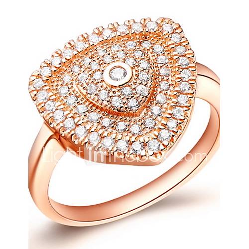 Classical Sliver Or Gold With Cubic Zirconia Irregular Trangle Womens Ring(1 Pc)
