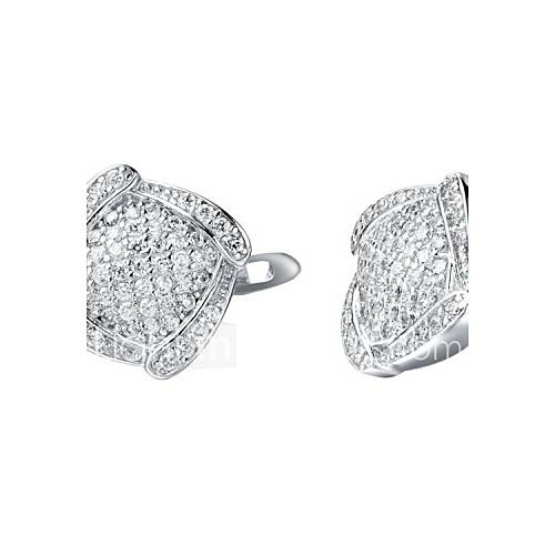 Simple Silver Plated Silver With Cubic Zirconia Rhombus Shape Womens Earring