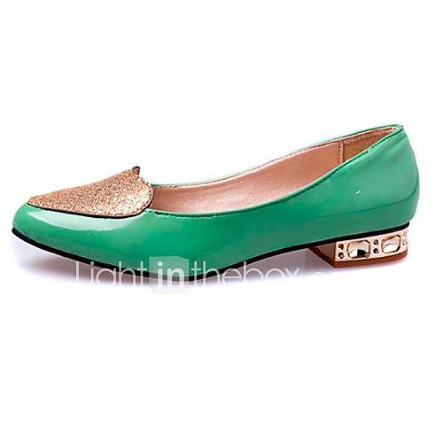 Patent Faux Leather Women Low Heel Heels Pumps/Heels with Sparking Glitter Shoes(More Colors)