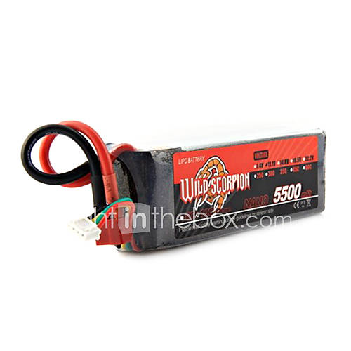 Wild Scorpion 7.4V 2S 5500mAh 45C Li Po Battery(T Plug)