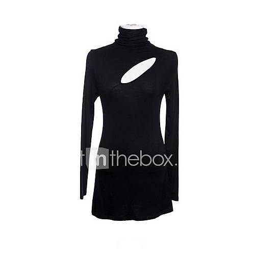 Womens High Collar Hollow Out Sexy Long Sleeves