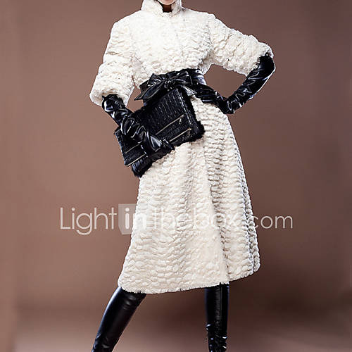 Half Sleeve Standing Faux Fur Party/Casual Coat