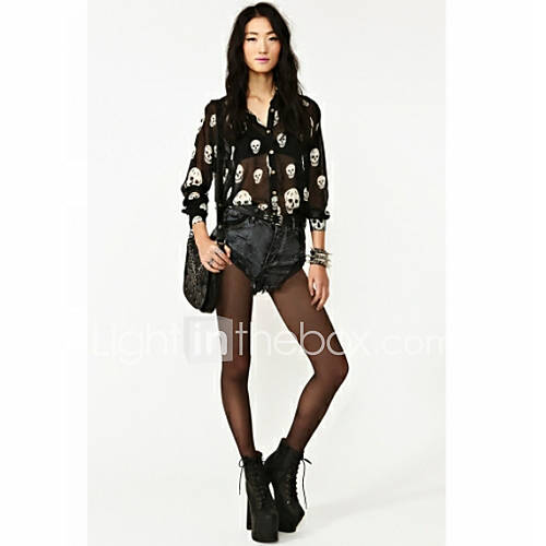 Womens Sheer Skeleton Chiffon Shirt