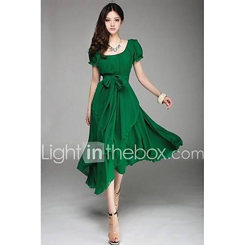 Womens Irregular Chiffon Long Dress