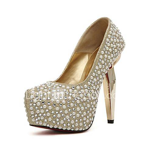 Sparkling Glitter Womens Wedding Stiletto Heel Pumps With Pearl Womens Party Shoes