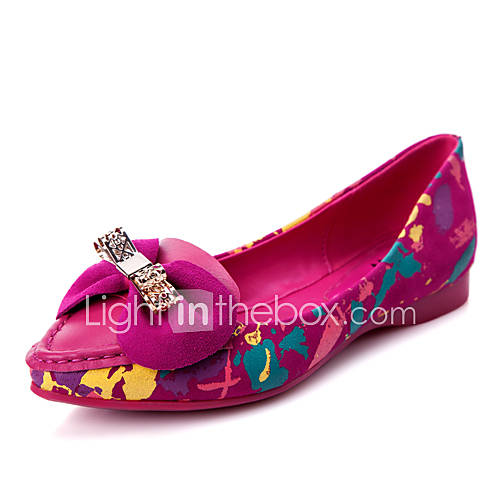 XNG 2014 Fashion Bowknot Fashion Flats Printing Shoes (Fuchsia)