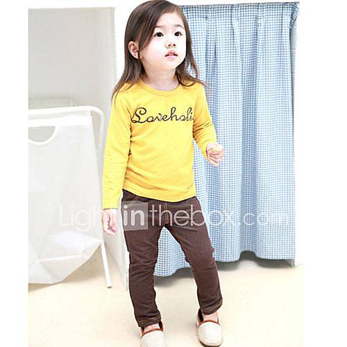 Girls Long Jeans Brown Smile Design Denim Pants Casual Trousers