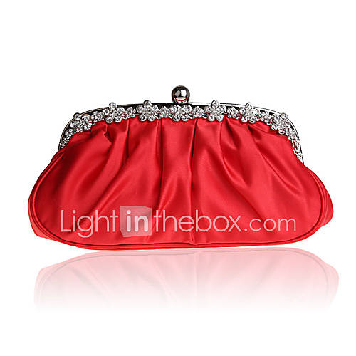 ONDY New NewSimple Luxury Diamond Silk Evening Bag (Red)