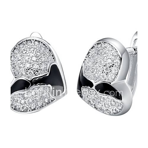 Special Silver Plated Silver With Cubic Zirconia Heart Shape Womens Earring