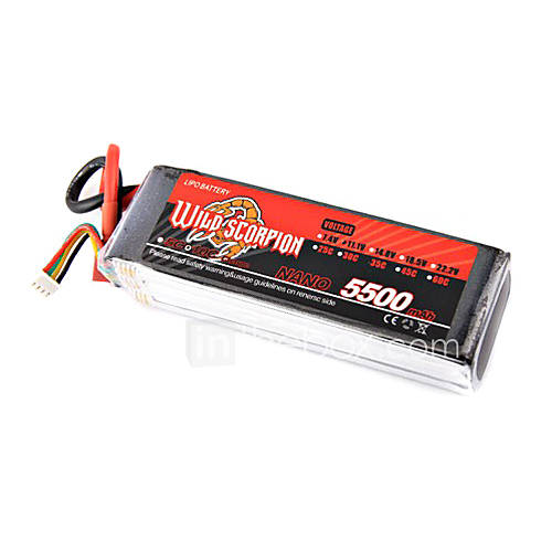 Wild Scorpion 14.8V 4S 5500mAh 60C Li Po Battery(T Plug)