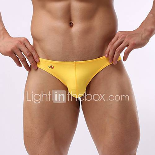 Mens Simple Solid Color Yellow Panties