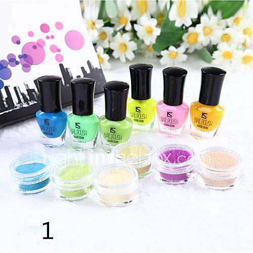 Light Color Environmental Protection Nail Art Acrylic Pen Kits(6PCS Nail Polish,3 Color Acrylic Powder3 Caviar 4.5ml)