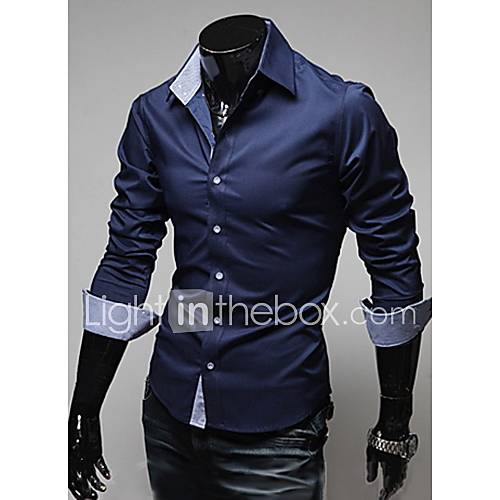 Men's Black/Blue/White Plus Size Basic Shirts 1134500 2016 – $8.99