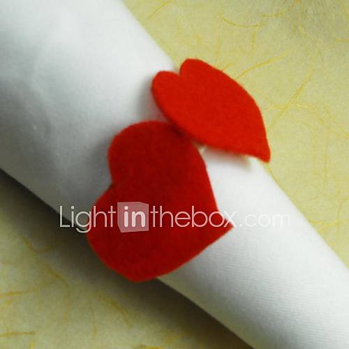 Double Heart Napkin Ring, Felt, 4.5cm, Set of 12