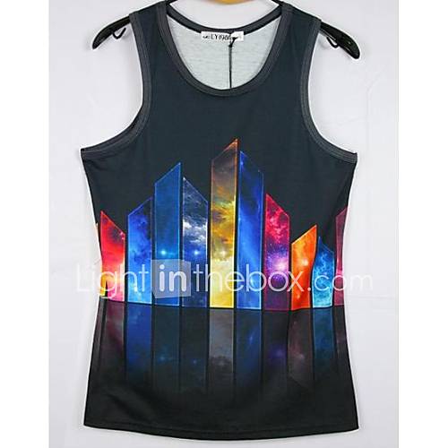 Mens 3D Series Fashion Pattern Printing Tight Movement Vests