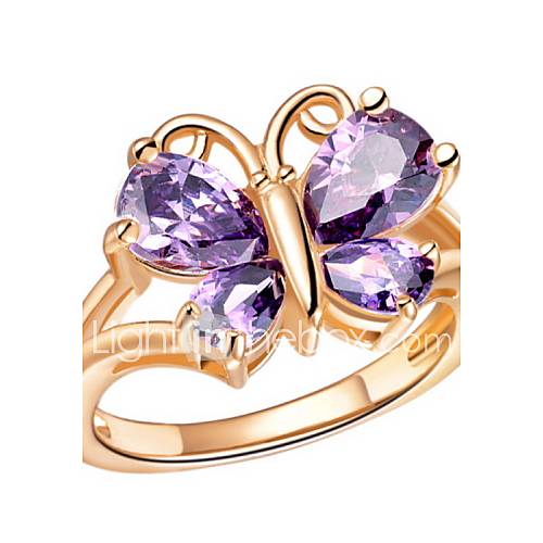 Stylish Sliver Or Gold With Cubic Zirconia Butterfly Womens Ring(1 Pc)