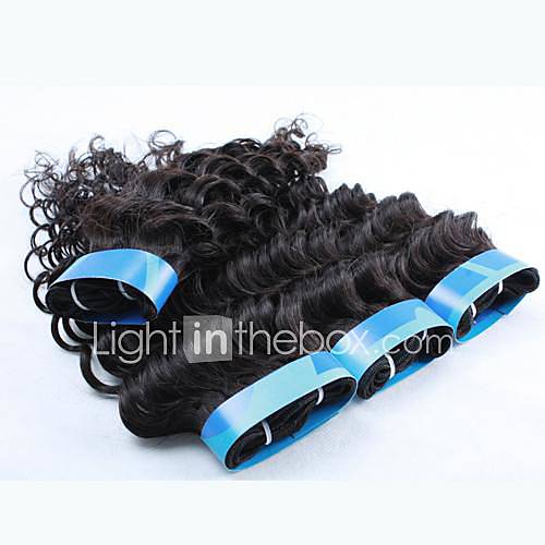 14 Inch 4Pcs Color 1B Grade 4A Indian Virgin Deep Wave Human Hair Extension